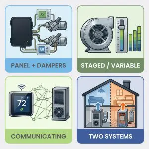 graphic of four different HVAC Zoning Systems